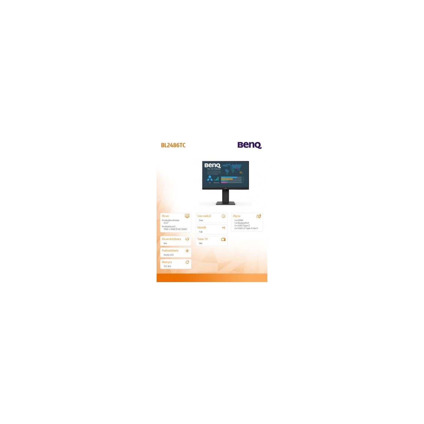 Benq Monitor 23.8 inches BL2486TC LED 4ms/1000:1/IPS/HDMI