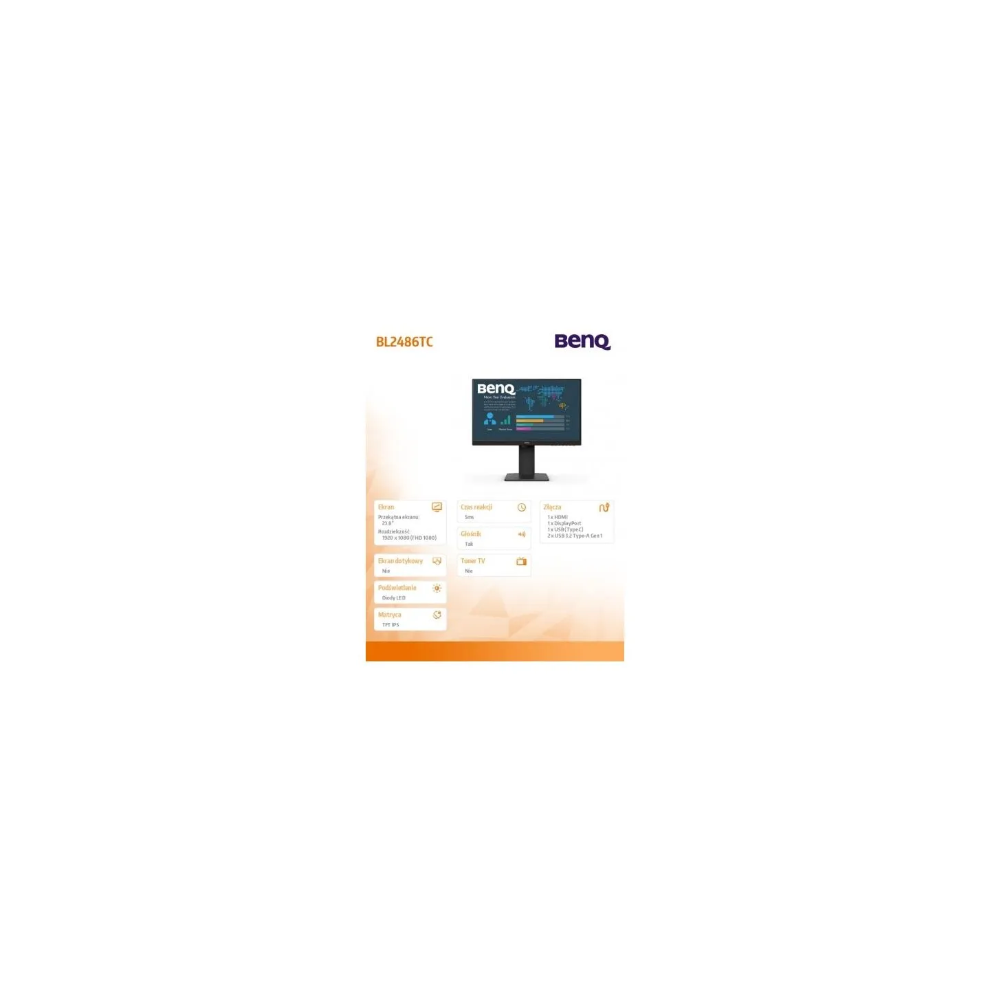 Benq Monitor 23.8 inches BL2486TC LED 4ms/1000:1/IPS/HDMI