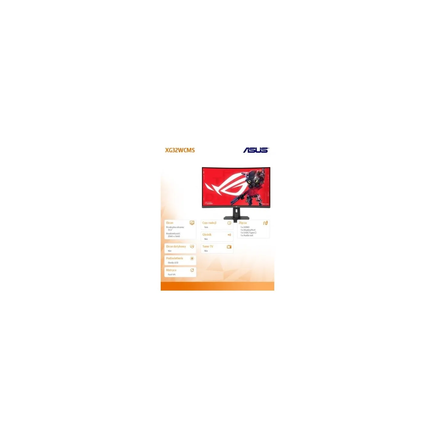Asus Monitor 32 inches XG32WCMS ROG 280Hz HDMI DP USB-C