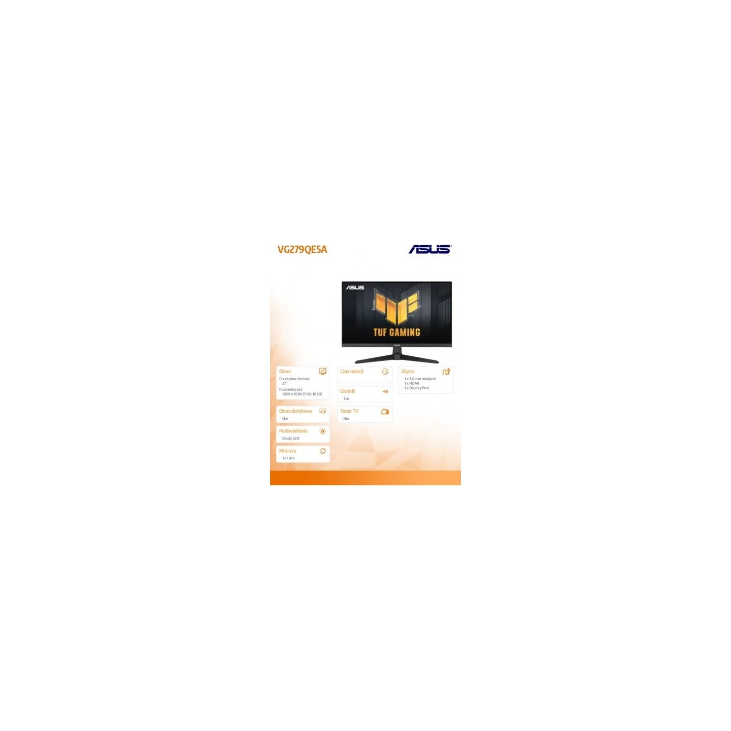 Asus Monitor 27 inches VG279QE5A IPS 146Hz HDMI DP SPEAKERS