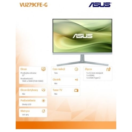 Asus Monitor 27 inch VU279CFE-G VU IPS 100Hz HDMI USB-C 15W