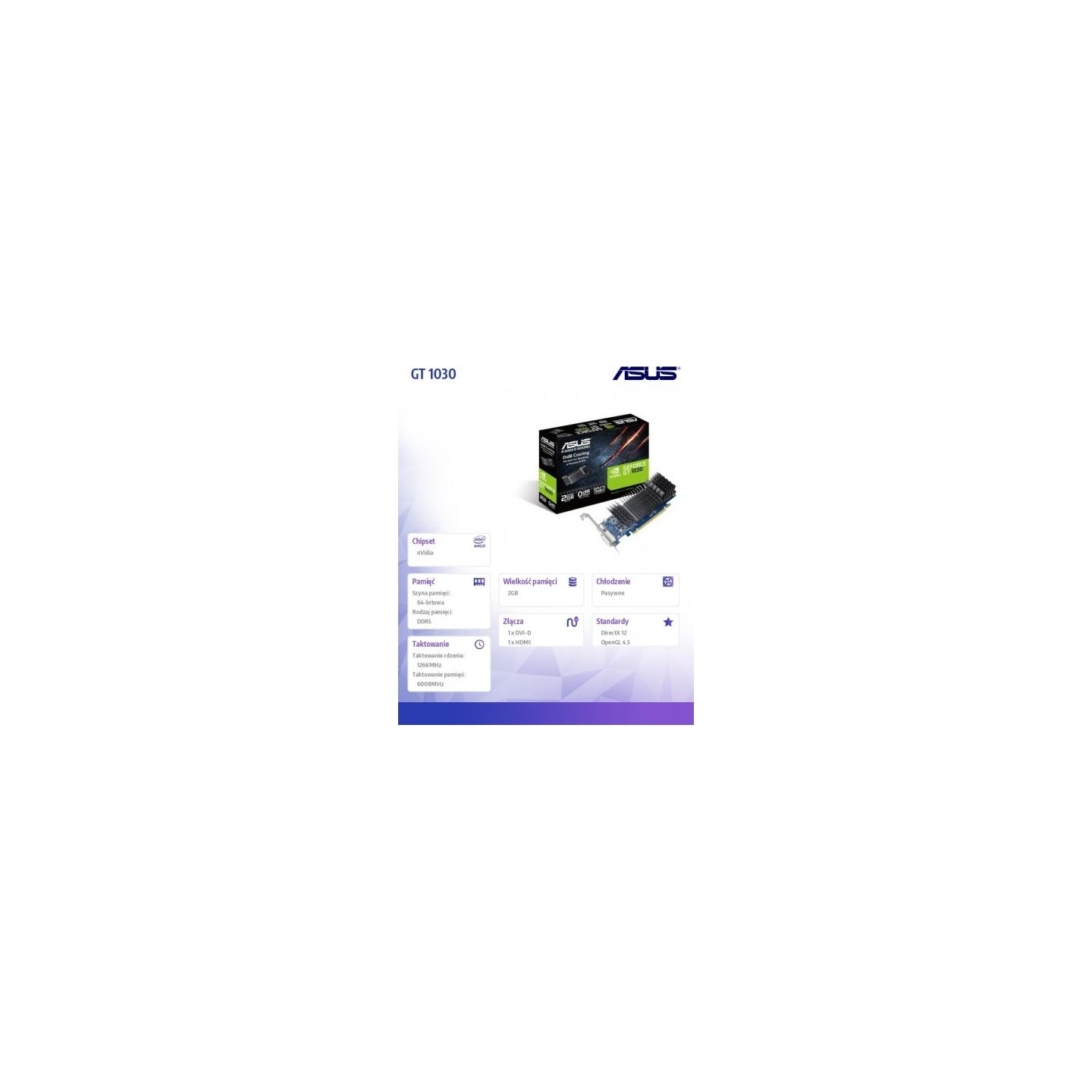 Asus Graphics card GeForce GT 1030 2GB GDDR5 64BIT HDMI/DVI
