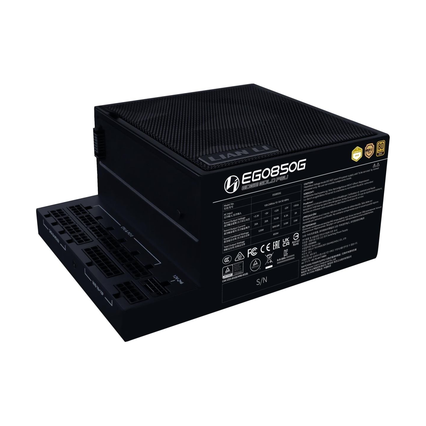 Lian Li Power Supply|LIAN LI|EDGE GOLD 850|850 Watts|Efficiency 80 PLUS GOLD|PFC Active|G9P.EG0850G.B000.EU