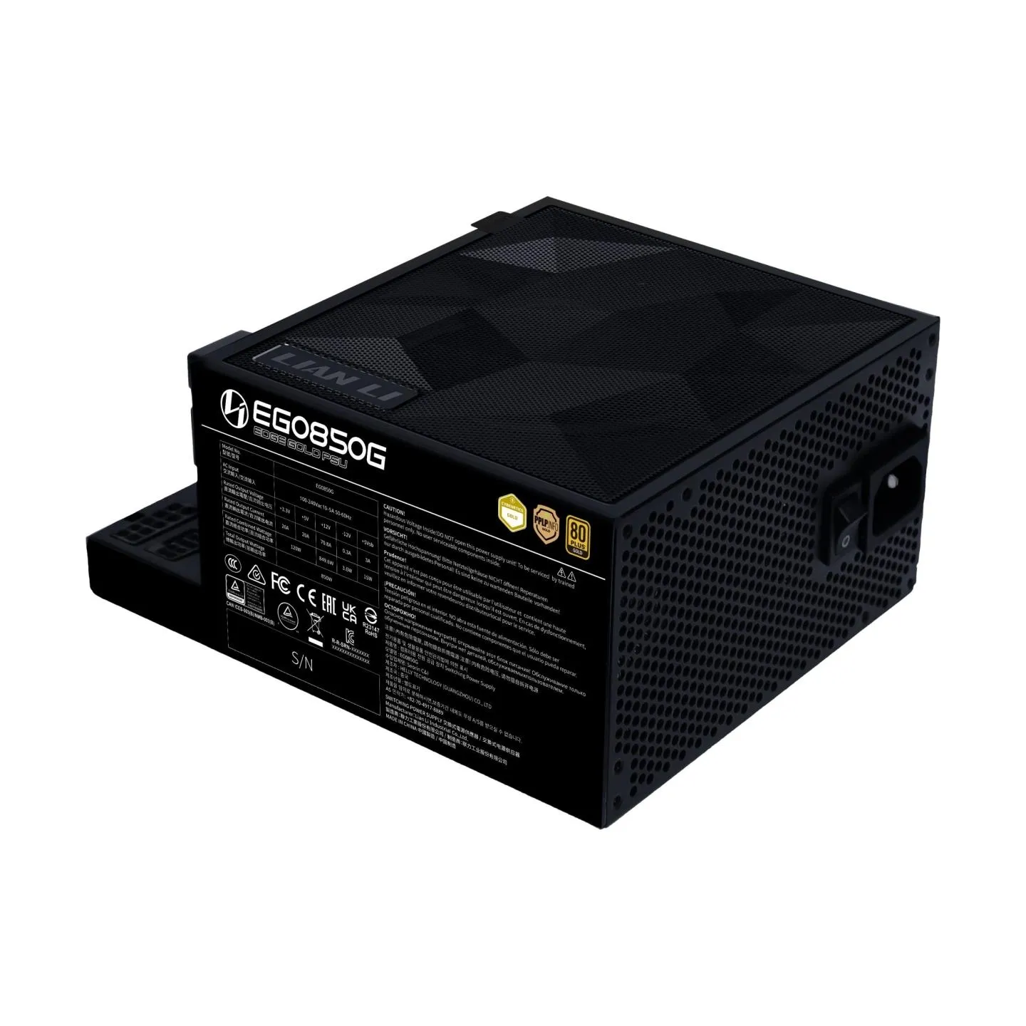 Lian Li Power Supply|LIAN LI|EDGE GOLD 850|850 Watts|Efficiency 80 PLUS GOLD|PFC Active|G9P.EG0850G.B000.EU