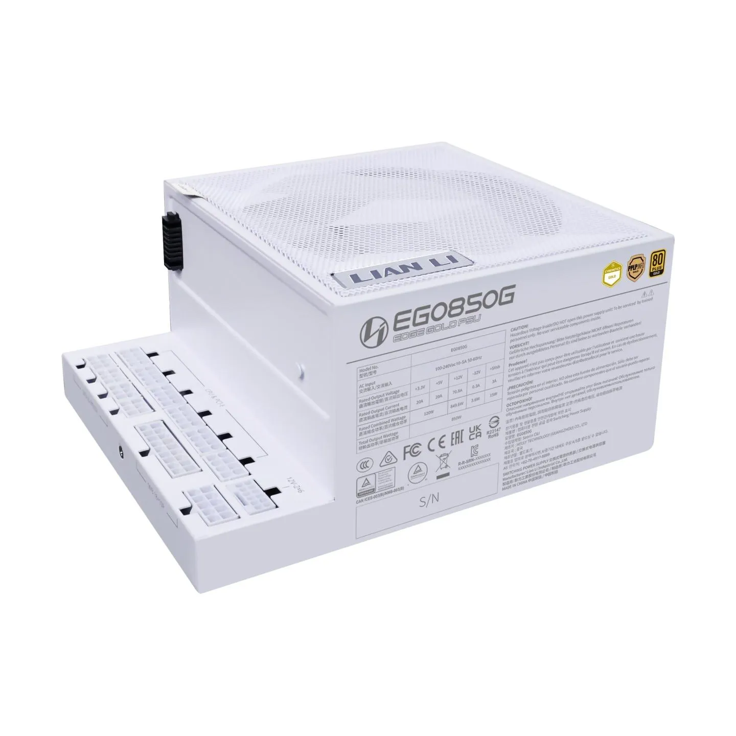 Lian Li Power Supply|LIAN LI|EDGE GOLD 850|850 Watts|Efficiency 80 PLUS GOLD|PFC Active|G9P.EG0850G.W000.EU