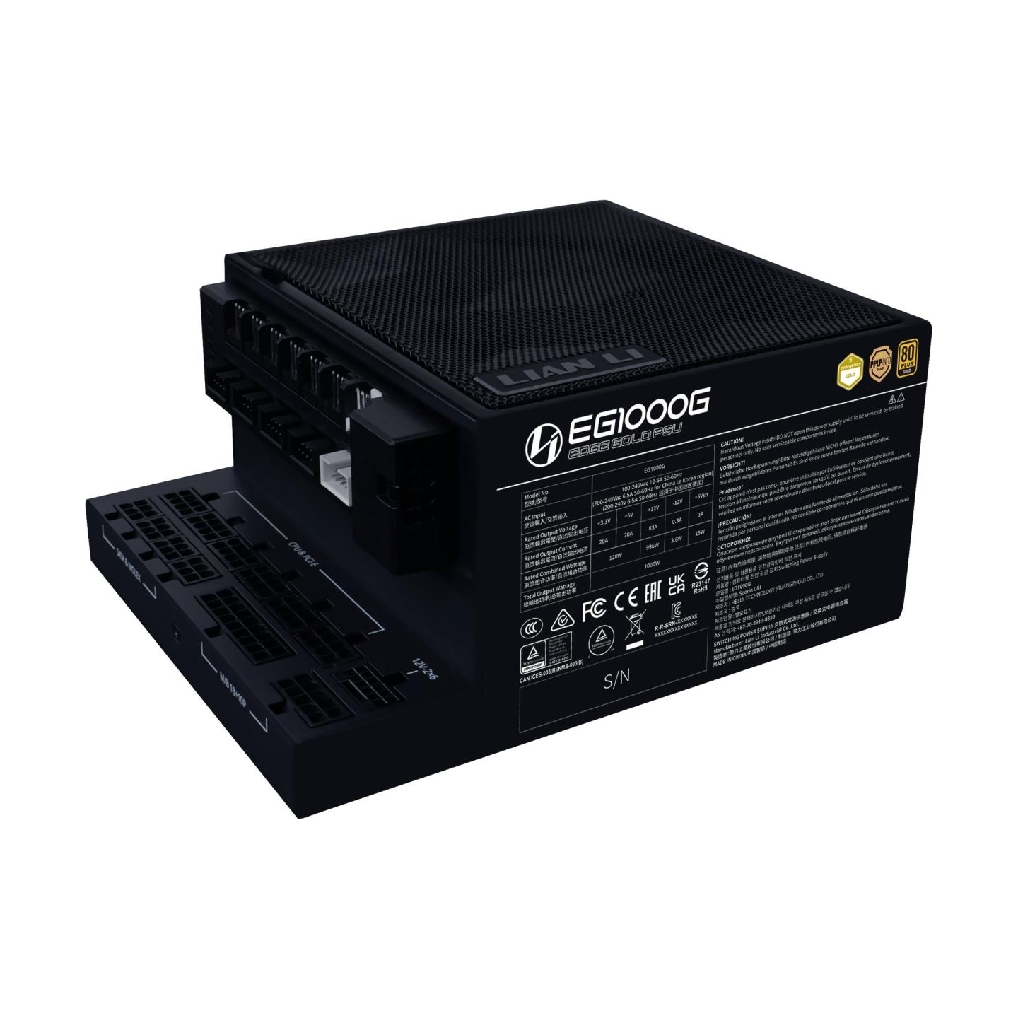 Lian Li Power Supply|LIAN LI|EDGE GOLD 1000|1000 Watts|Efficiency 80 PLUS GOLD|PFC Active|G9P.EG1000G.BH00.EU