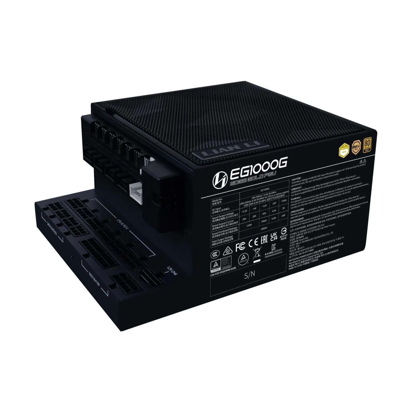 Lian Li Power Supply|LIAN LI|EDGE GOLD 1000|1000 Watts|Efficiency 80 PLUS GOLD|PFC Active|G9P.EG1000G.BH00.EU