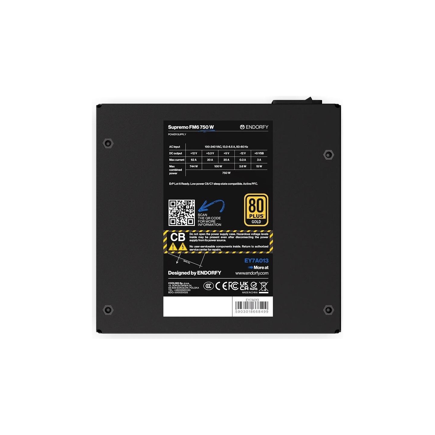 Endorfy Power Supply|ENDORFY|ATX|PC|100 - 240 V|750 W|EY7A013