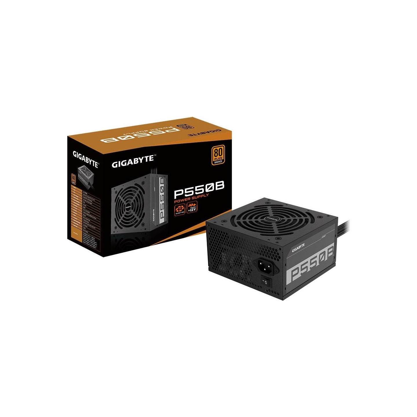 Gigabyte Power Supply|GIGABYTE|550 Watts|Efficiency 80 PLUS BRONZE|PFC Active|MTBF 100000 hours|P550B