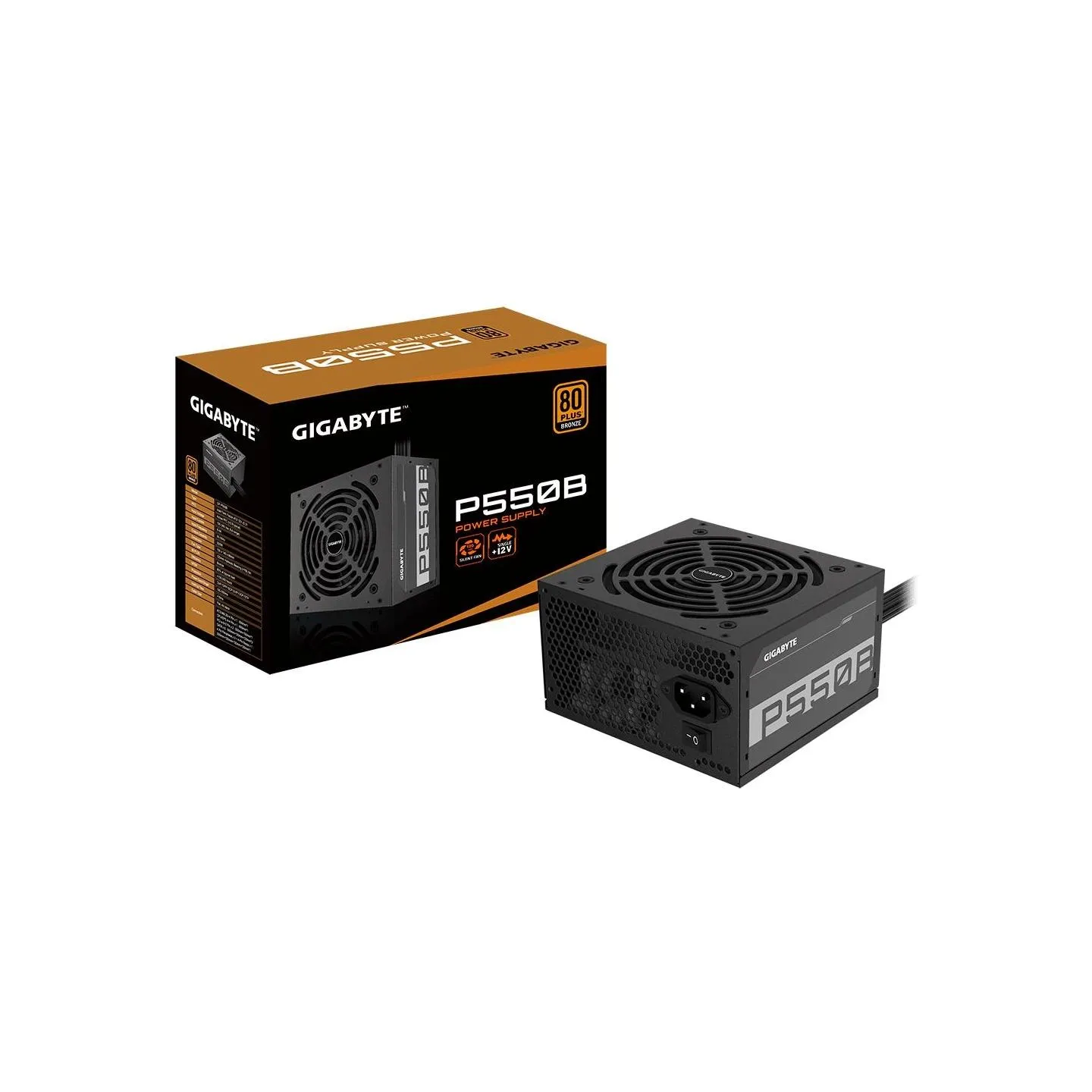 Gigabyte Power Supply|GIGABYTE|550 Watts|Efficiency 80 PLUS BRONZE|PFC Active|MTBF 100000 hours|P550B