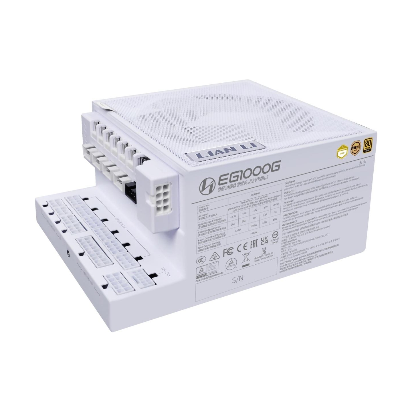 Lian Li Power Supply|LIAN LI|EDGE GOLD 1000|1000 Watts|Efficiency 80 PLUS GOLD|PFC Active|G9P.EG1000G.WH00.EU