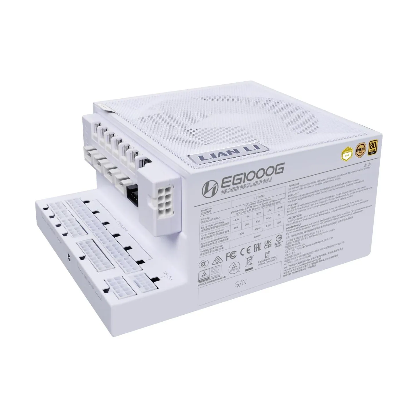 Lian Li Power Supply|LIAN LI|EDGE GOLD 1000|1000 Watts|Efficiency 80 PLUS GOLD|PFC Active|G9P.EG1000G.WH00.EU