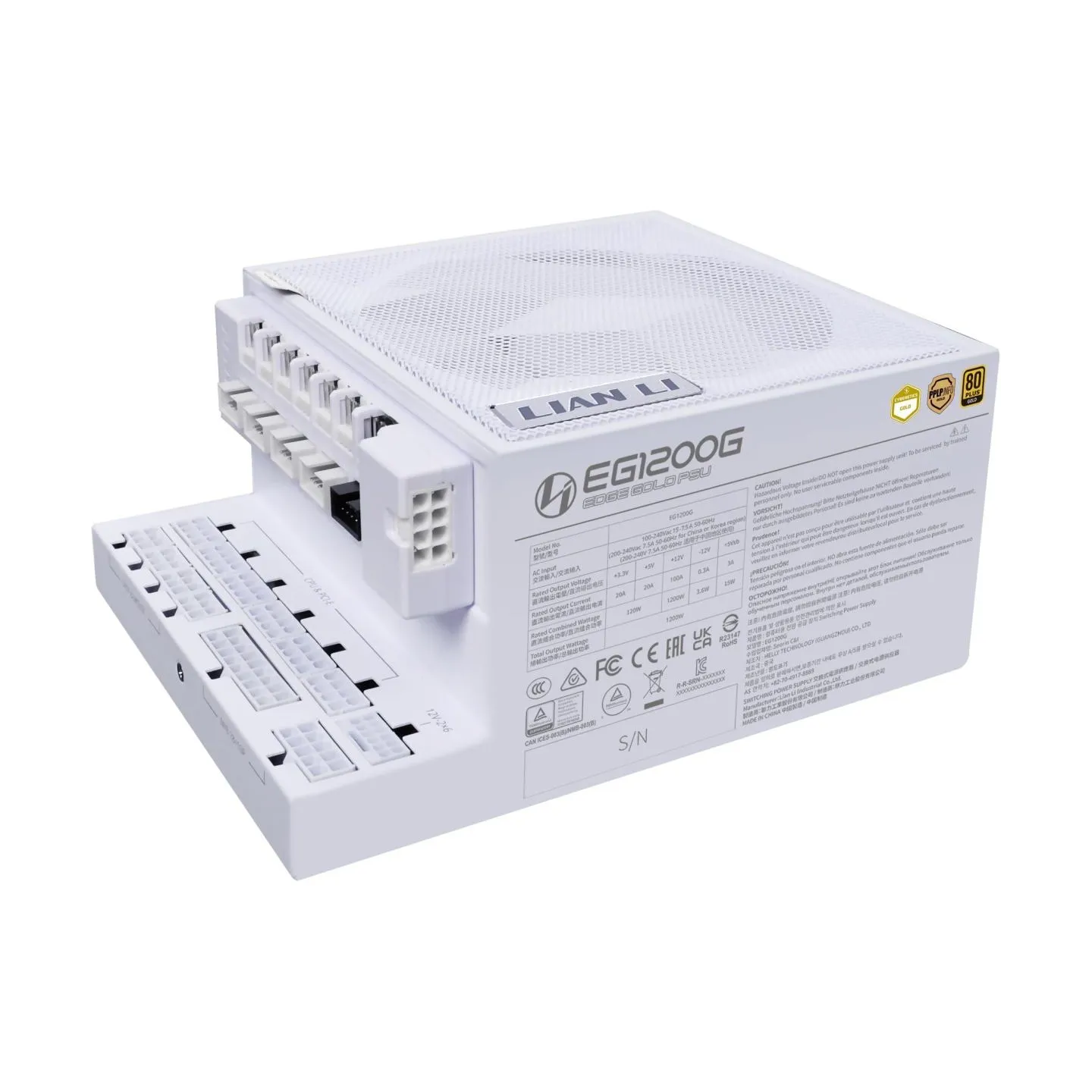 Lian Li Power Supply|LIAN LI|EDGE GOLD 1200|1200 Watts|Efficiency 80 PLUS GOLD|PFC Active|G9P.EG1200G.WH00.EU