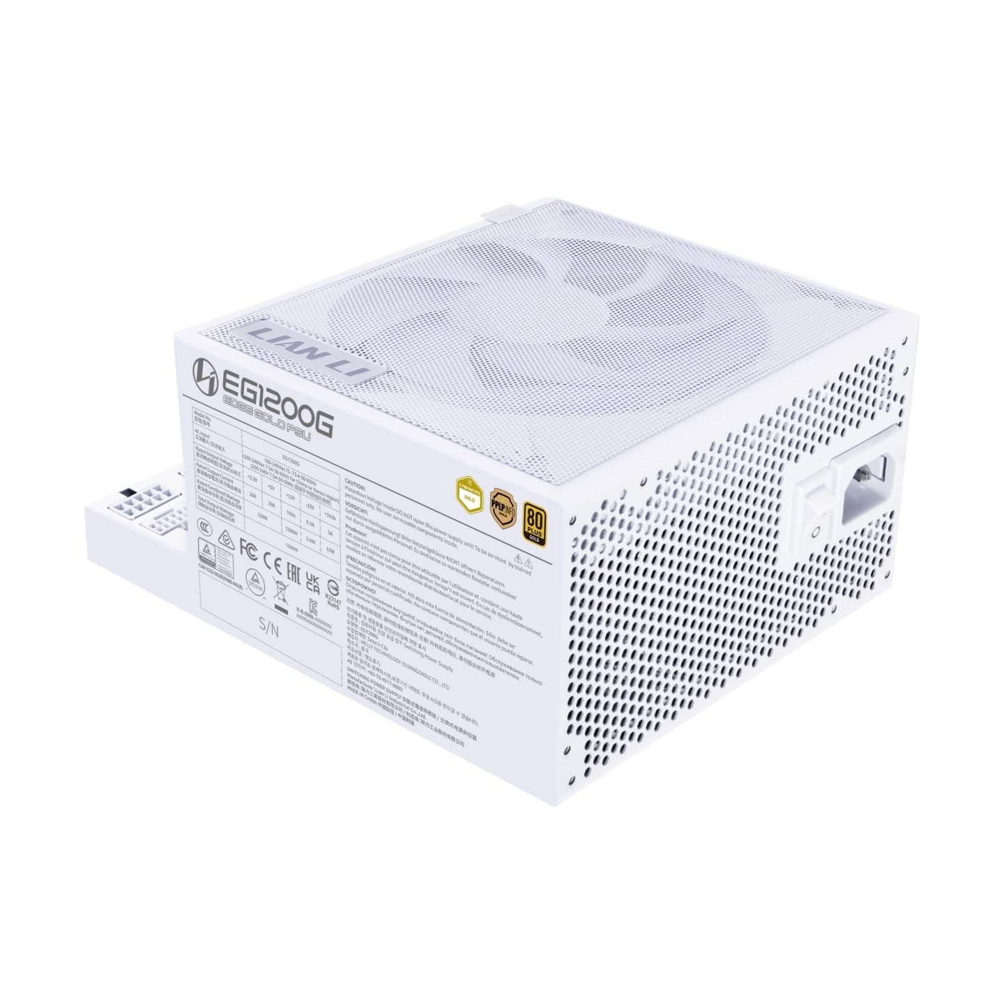 Lian Li Power Supply|LIAN LI|EDGE GOLD 1200|1200 Watts|Efficiency 80 PLUS GOLD|PFC Active|G9P.EG1200G.WH00.EU