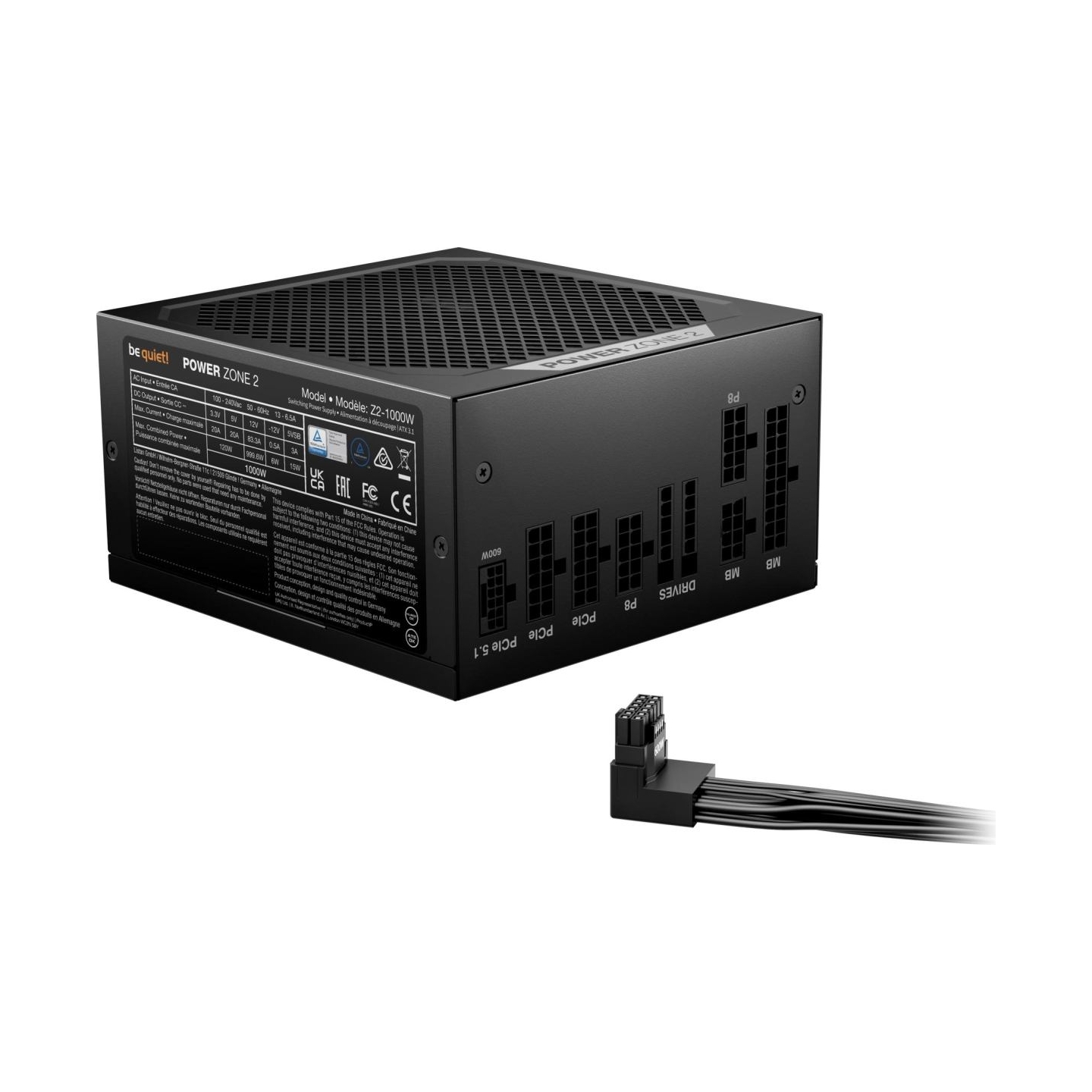 Be Quiet Power Supply|BE QUIET|POWER ZONE 2|1000 Watts|Peak Power 1070 Watts|Efficiency 80 PLUS PLATINIUM|MTBF 100000 hours|BP00