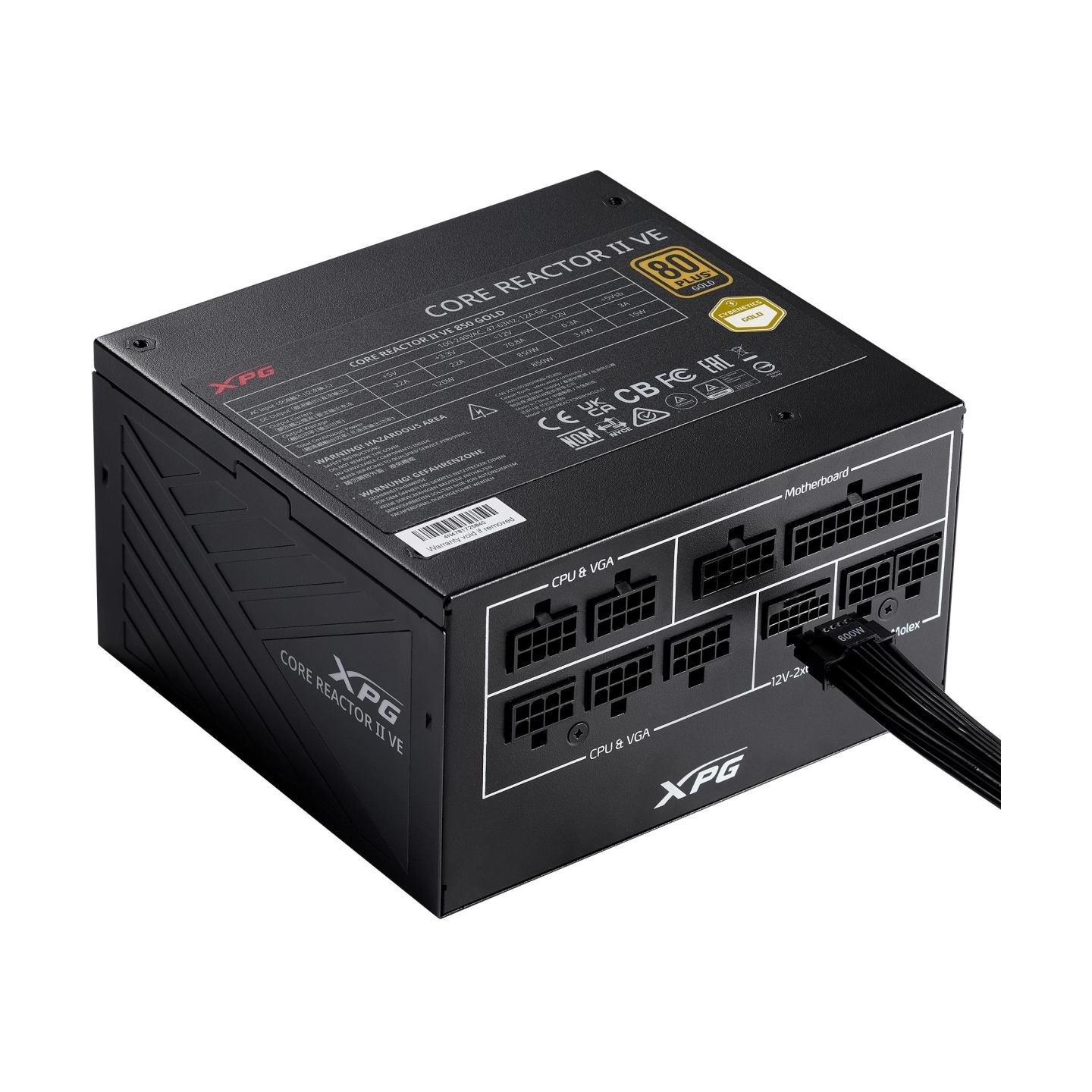 A-Data Power Supply|ADATA|XPG CORE REACTOR II VE|850 Watts|Efficiency 80 PLUS GOLD|COREREACTORIIVE850G-BKCEU