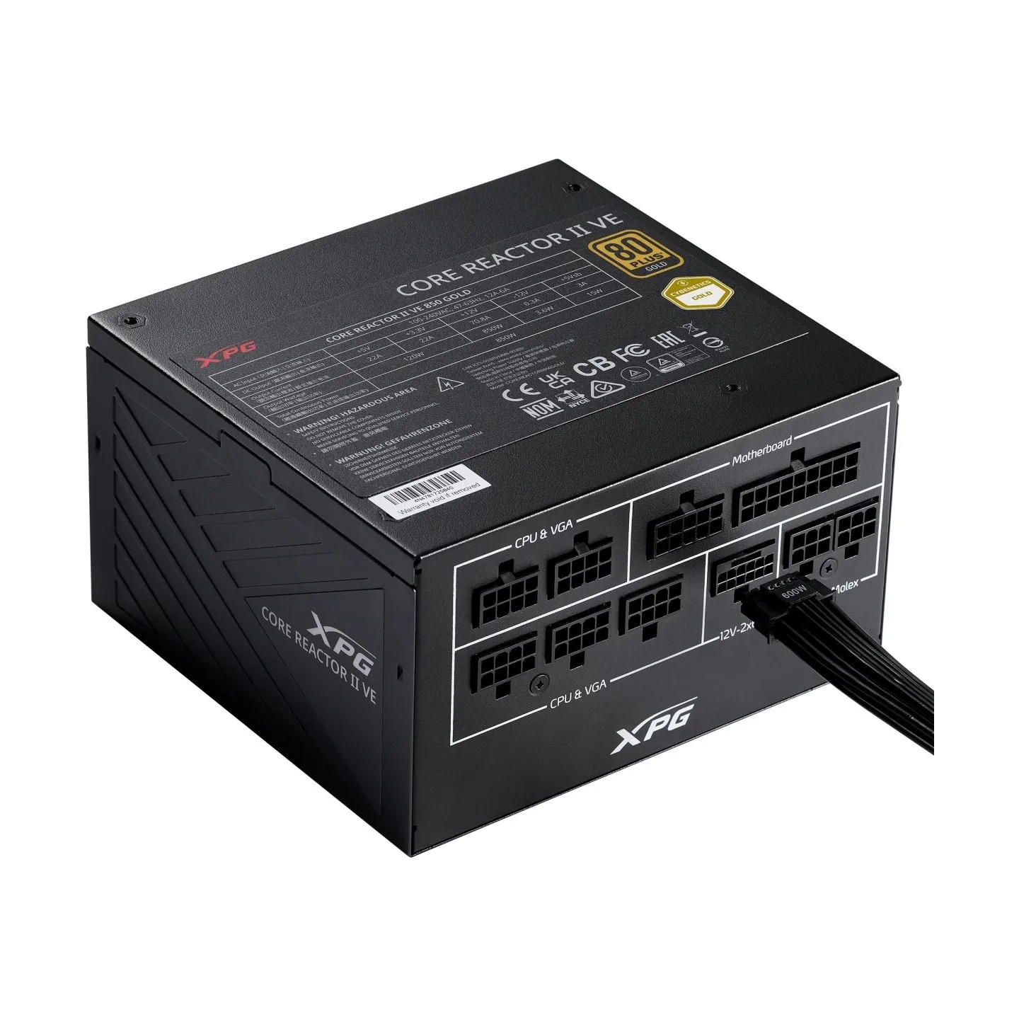 A-Data Power Supply|ADATA|XPG CORE REACTOR II VE|850 Watts|Efficiency 80 PLUS GOLD|COREREACTORIIVE850G-BKCEU