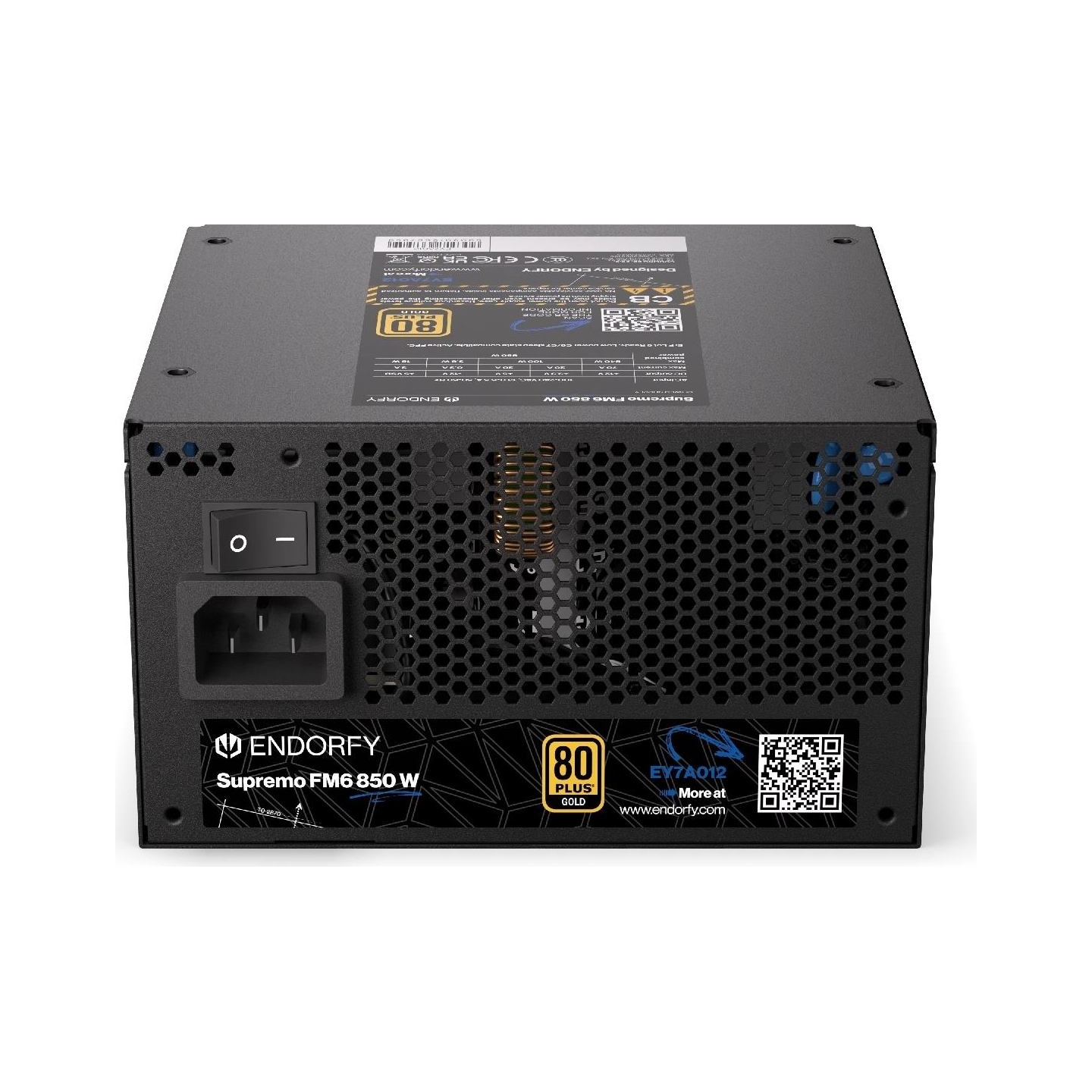 Endorfy Power Supply|ENDORFY|SUPREMO FM6|850 Watts|Efficiency 80 PLUS GOLD|MTBF 100000 hours|EY7A012