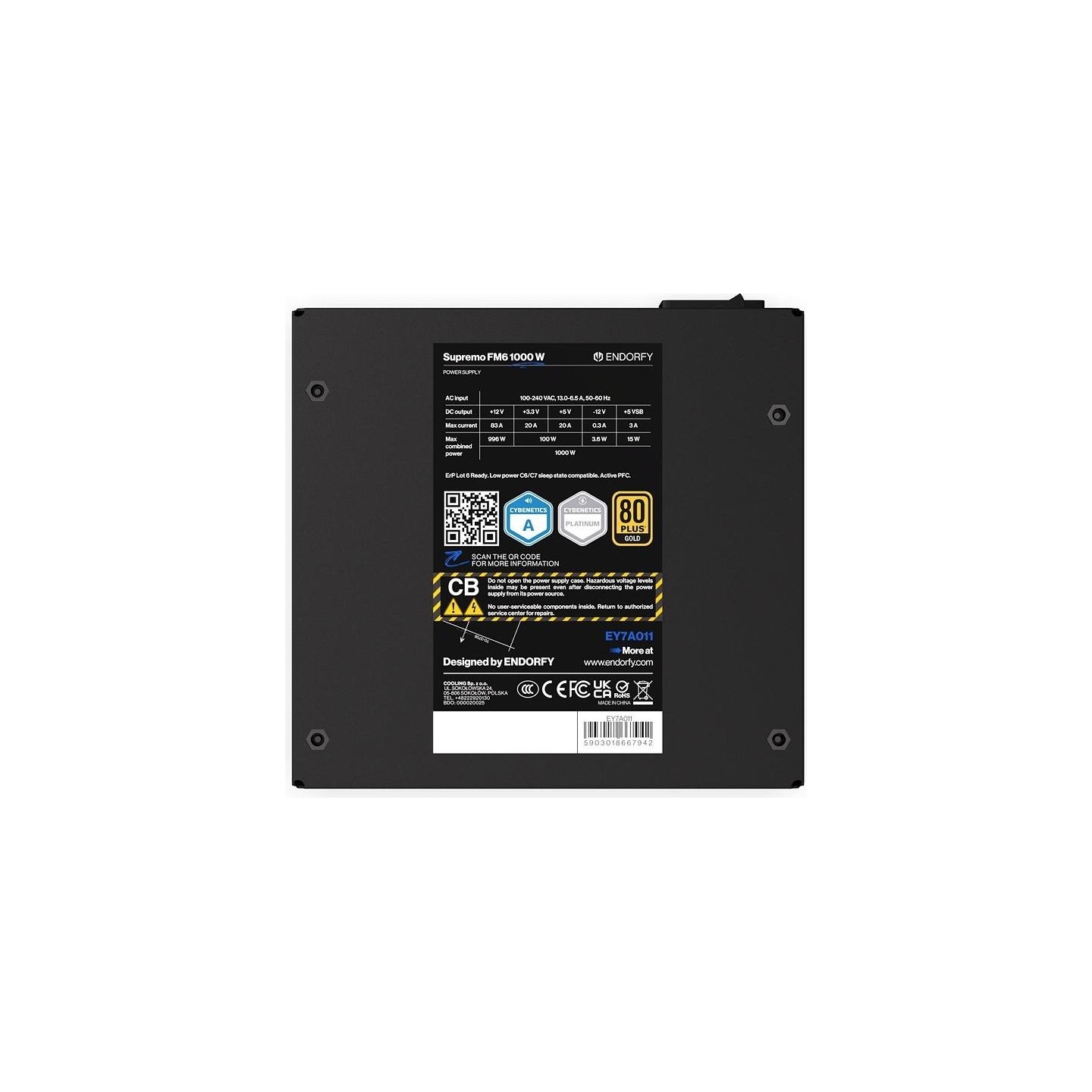 Endorfy Power Supply|ENDORFY|SUPREMO FM6|100 - 240 V|1000 W|EY7A011