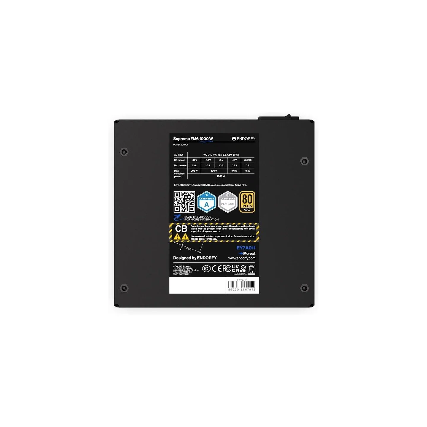 Endorfy Power Supply|ENDORFY|SUPREMO FM6|100 - 240 V|1000 W|EY7A011