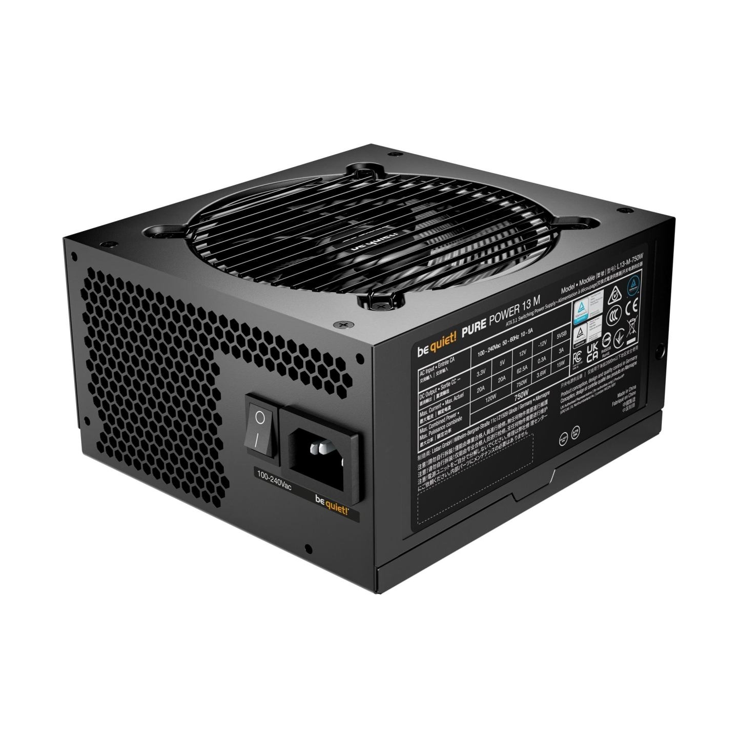 Be Quiet Power Supply|BE QUIET|Pure Power 12|750 Watts|Peak Power 820 Watts|Efficiency 80 PLUS GOLD|PFC Active|MTBF 100000 hours