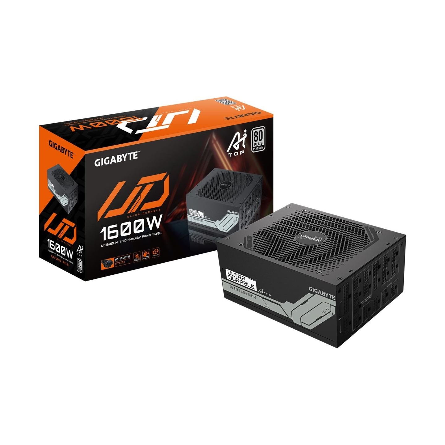 Gigabyte Power Supply|GIGABYTE|GP-UD1600PM PG5|1600 Watts|Efficiency 80 PLUS PLATINIUM|PFC Active|GP-UD1600PMPG5