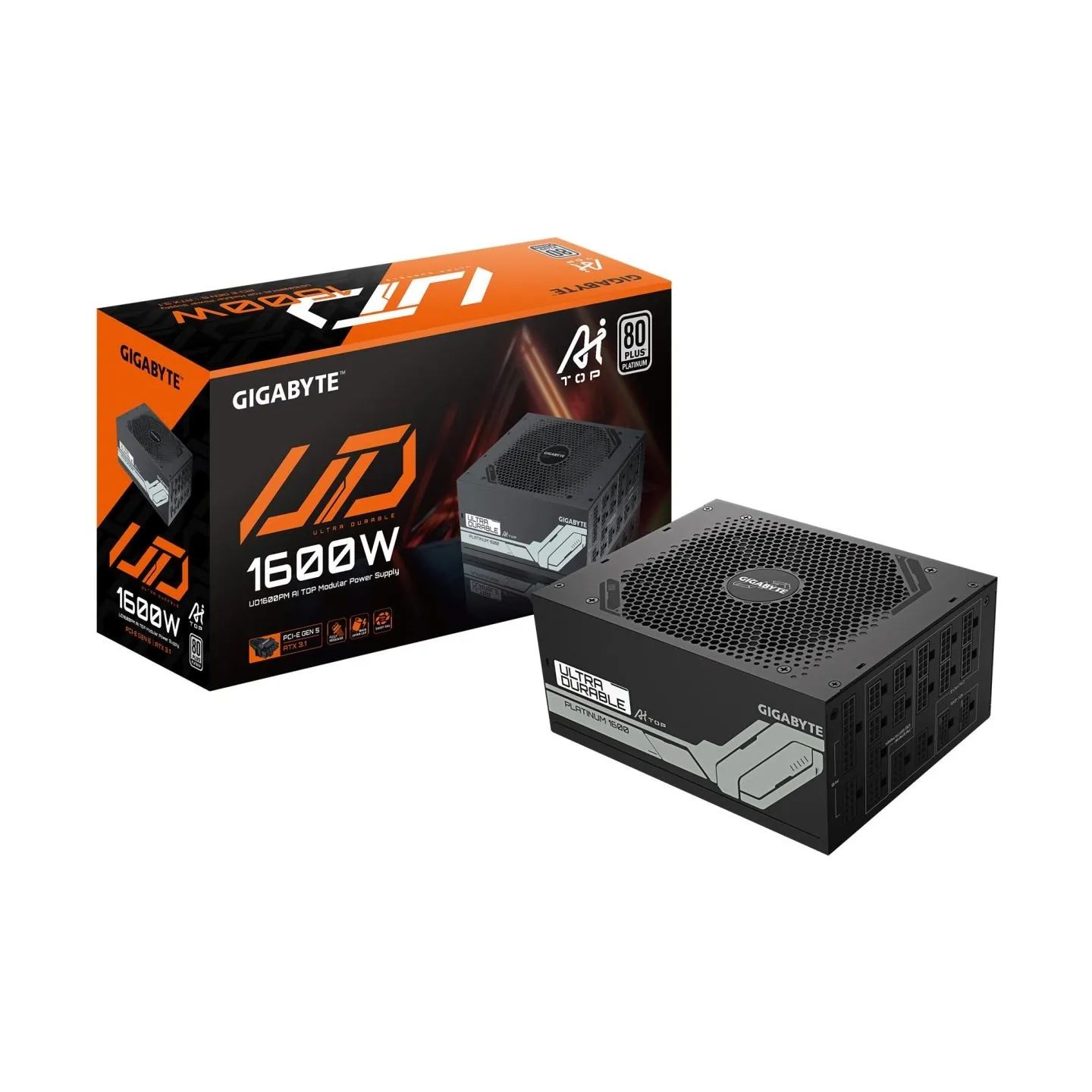 Gigabyte Power Supply|GIGABYTE|GP-UD1600PM PG5|1600 Watts|Efficiency 80 PLUS PLATINIUM|PFC Active|GP-UD1600PMPG5
