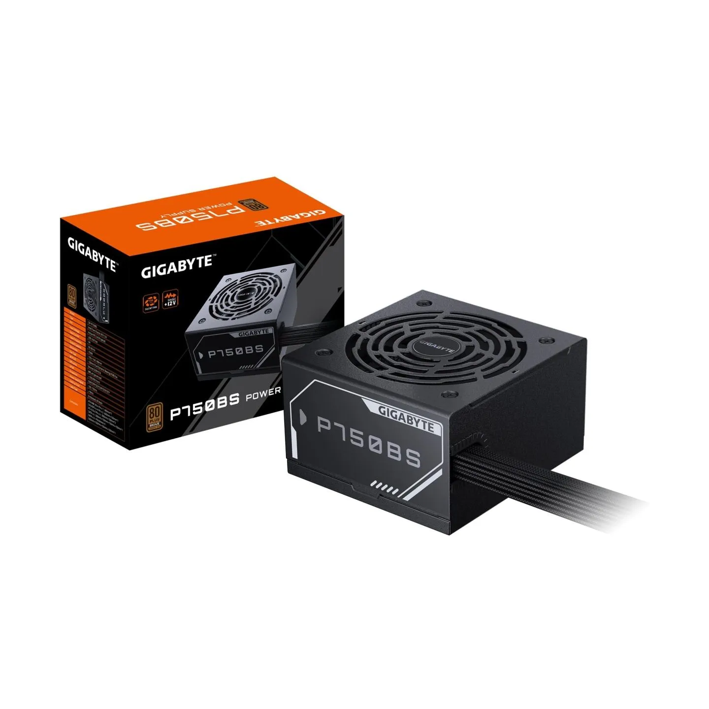 Gigabyte Power Supply|GIGABYTE|GP-P750BS|750 Watts|Efficiency 80 PLUS BRONZE|PFC Active|MTBF 100000 hours|GP-P750BS