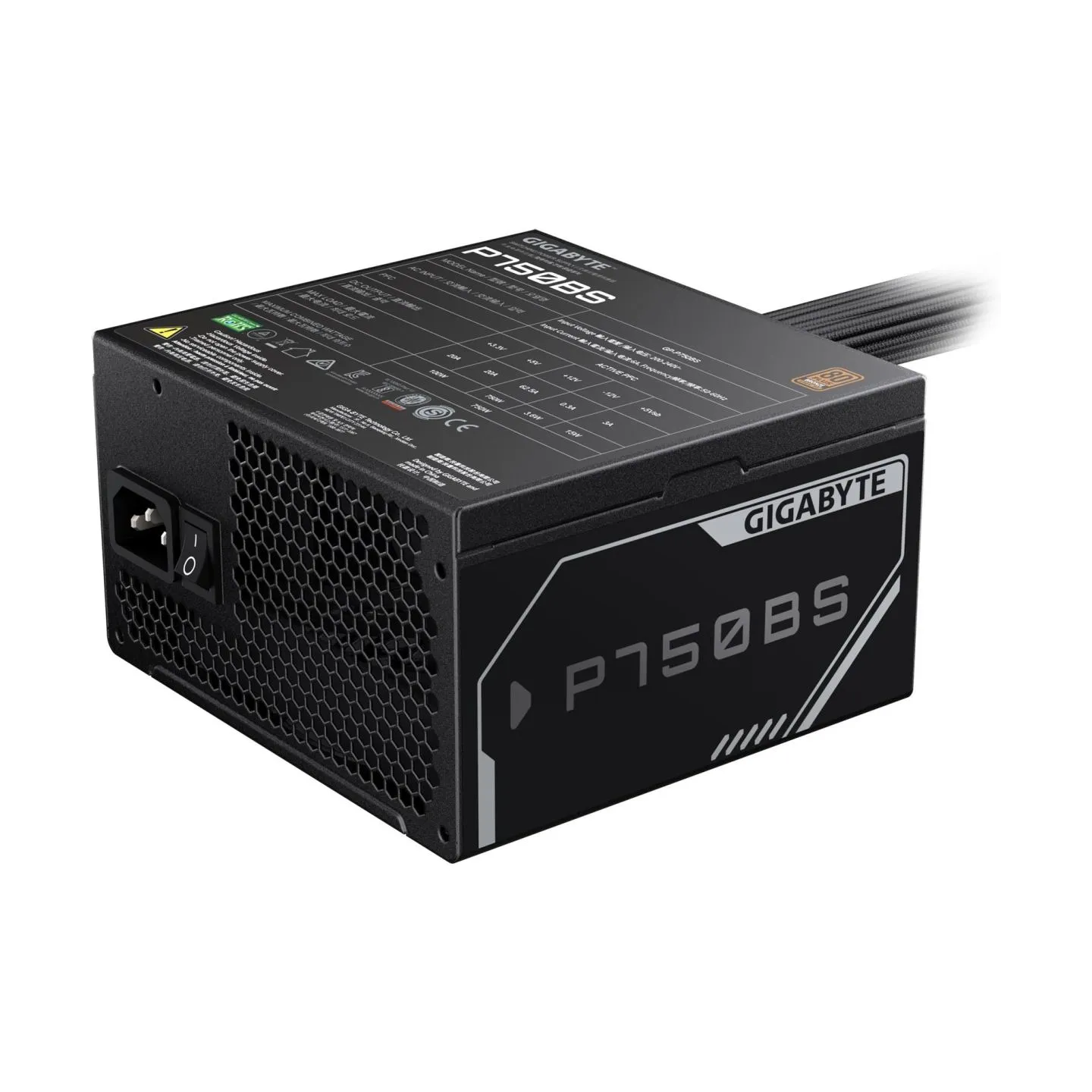 Gigabyte Power Supply|GIGABYTE|GP-P750BS|750 Watts|Efficiency 80 PLUS BRONZE|PFC Active|MTBF 100000 hours|GP-P750BS