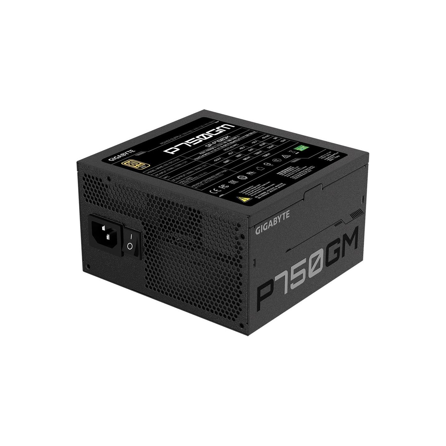 Gigabyte Power Supply|GIGABYTE|GP-P750GM|750 Watts|Efficiency 80 PLUS GOLD|PFC Active|MTBF 100000 hours|GP-P750GM