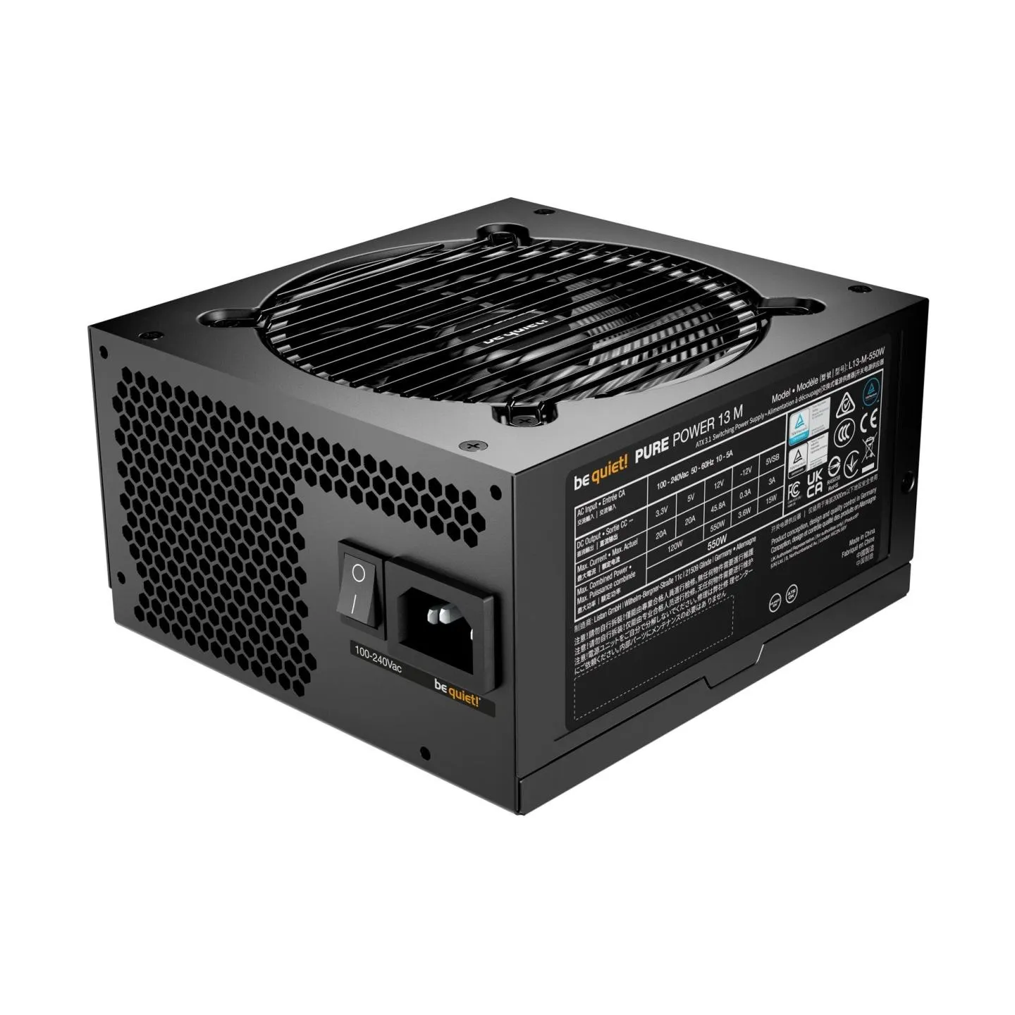 Be Quiet Power Supply|BE QUIET|Pure Power 13M|550 Watts|Peak Power 600 Watts|Efficiency 80 PLUS GOLD|BP024EU