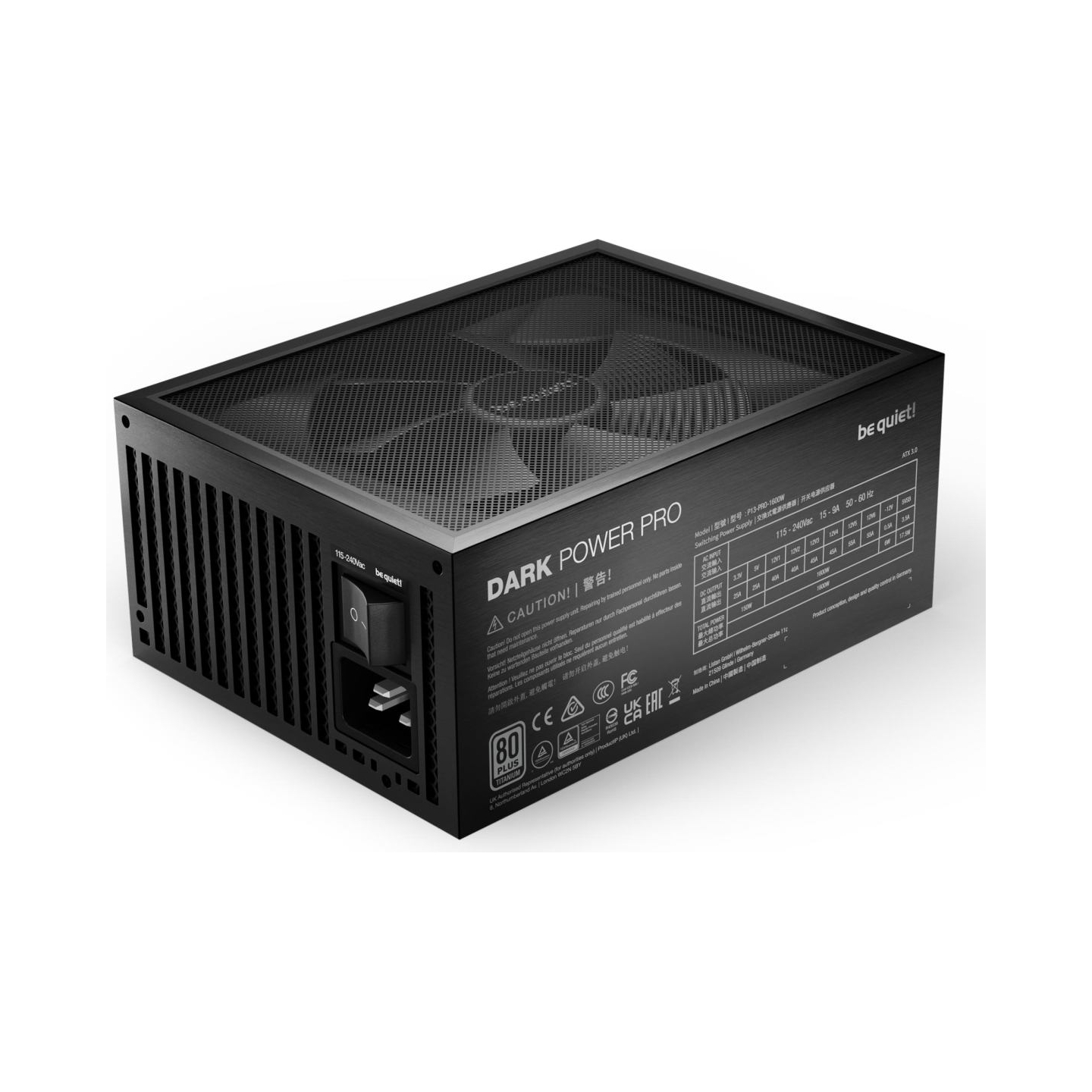 Be Quiet Power Supply|BE QUIET|1600 Watts|Peak Power 1700 Watts|Efficiency 80 PLUS TITANIUM|PFC Active|MTBF 100000 hours|BN332