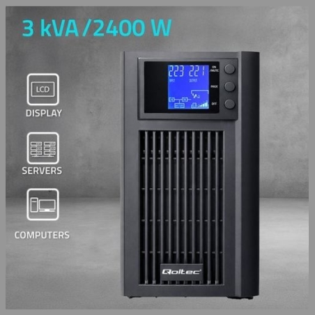 Qoltec UPS 3kVA 2400W AVR LCD