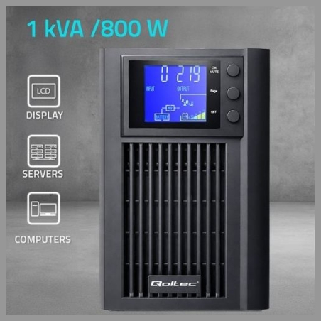 Qoltec UPS 1kVA 800W AVR LCD