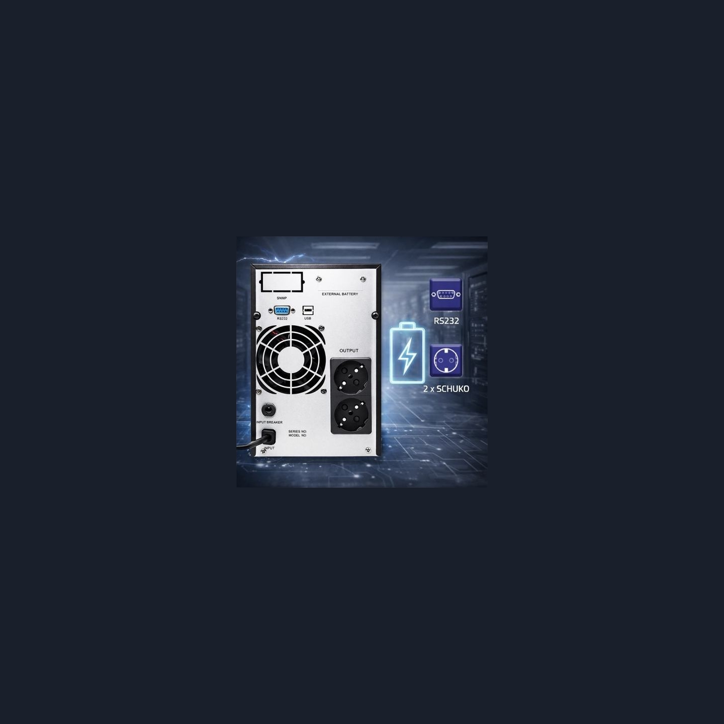 Qoltec UPS 1kVA 800W AVR LCD