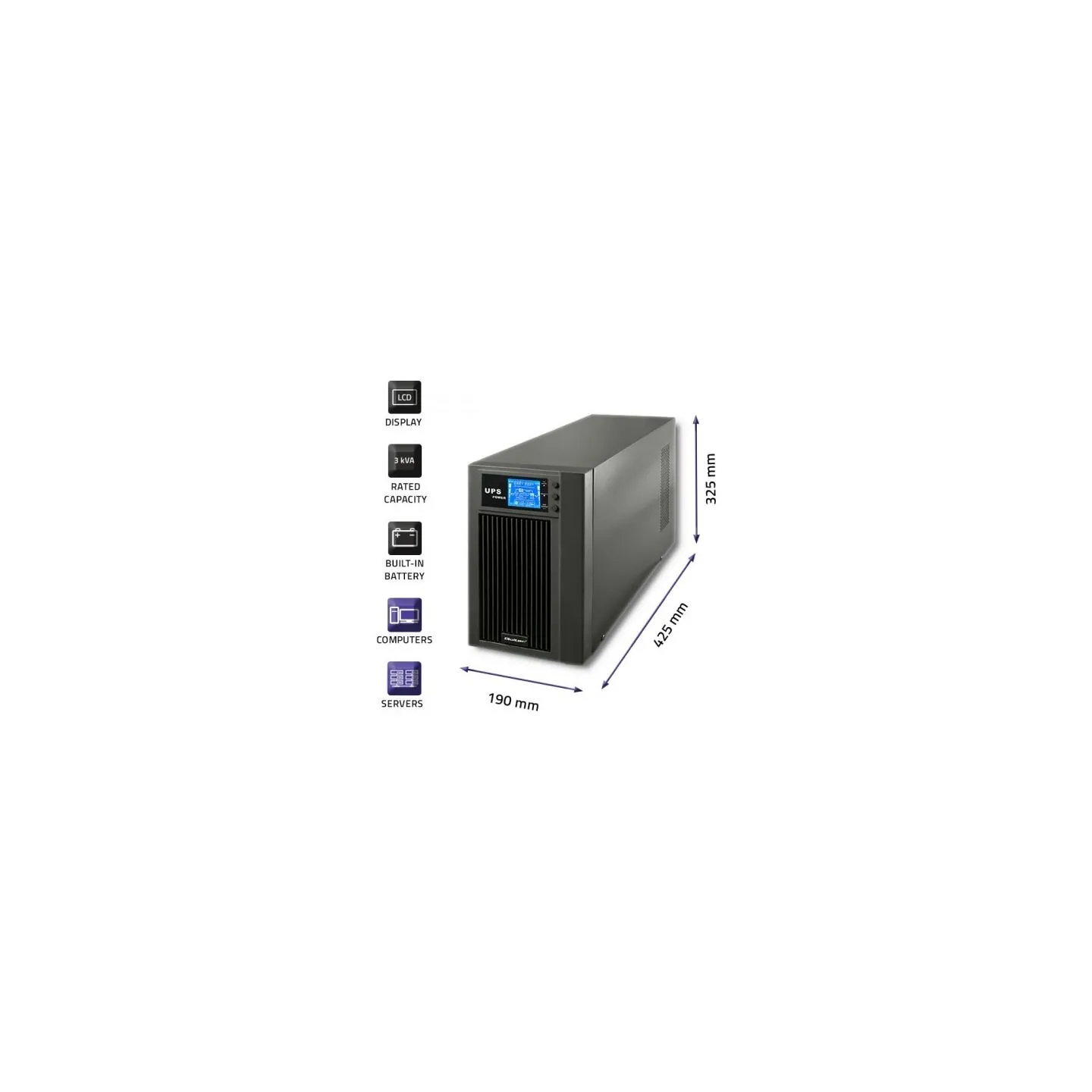 Qoltec 53043 UPS 3KVA 2.4kW