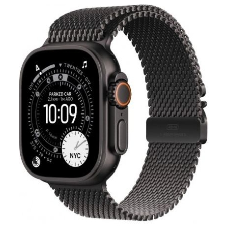 Apple Watch Ultra 3 GPS + Cellular 49mm Black Titanium Case with Black Titanium Milanese Loop - Medium