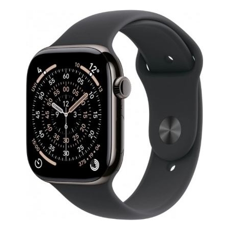 Apple Watch Series 11 GPS + Cellular 46mm Slate Titanium Case with Black Sport Band - M/L