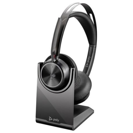 Poly Voyager Focus 2 Microsoft Teams Certified USB-C-C Headset +USB-C/A Adapter +Charging Stand 9T9J6AA