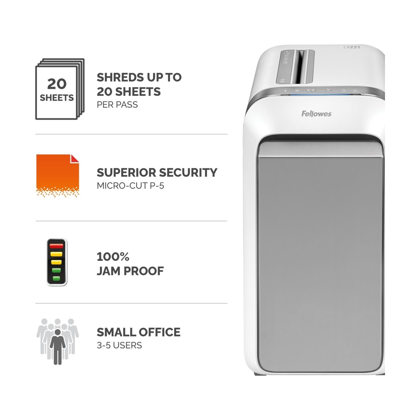Fellowes SHREDDER POWERSHRED LX221/WHITE 5050501 FELLOWES