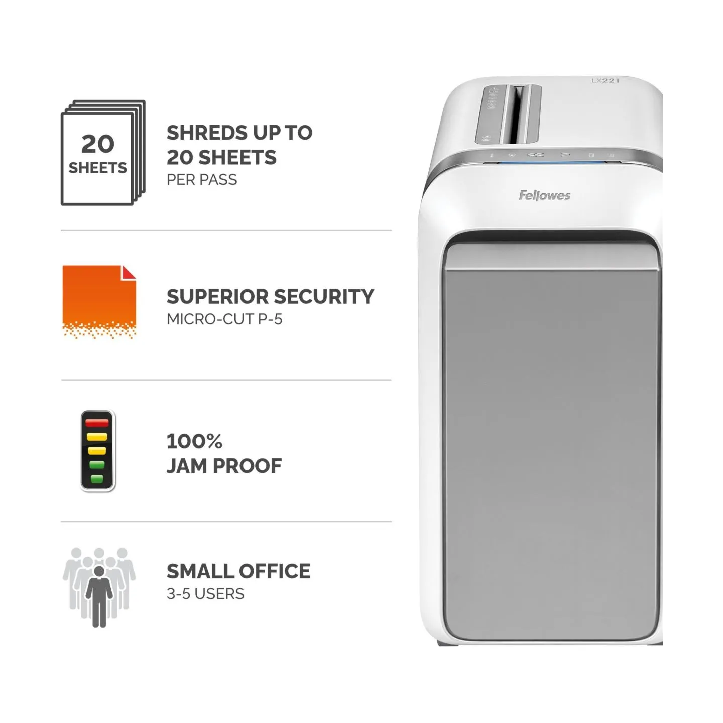 Fellowes SHREDDER POWERSHRED LX221/WHITE 5050501 FELLOWES