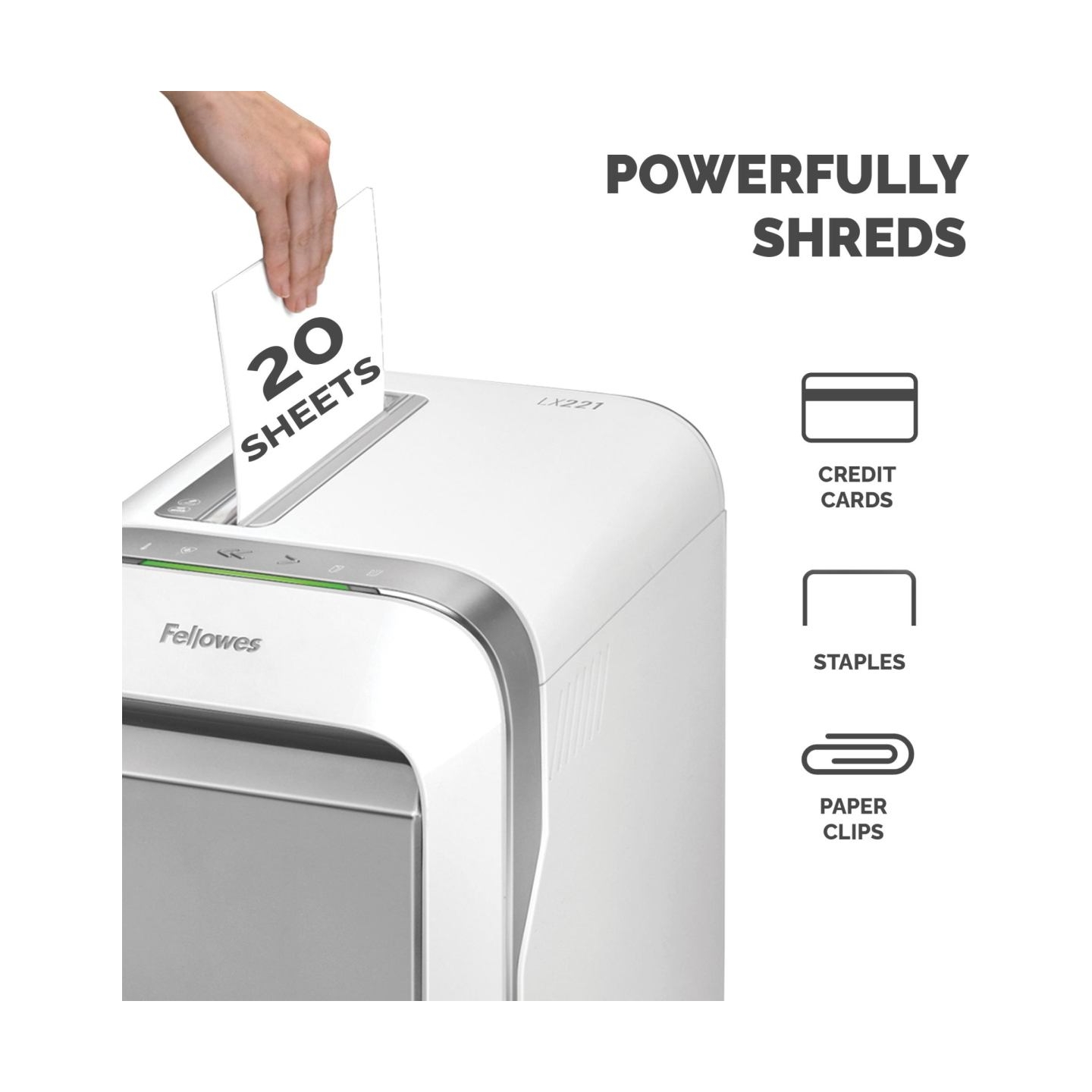 Fellowes SHREDDER POWERSHRED LX221/WHITE 5050501 FELLOWES