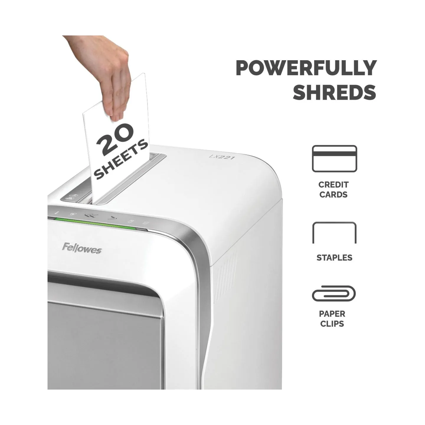 Fellowes SHREDDER POWERSHRED LX221/WHITE 5050501 FELLOWES