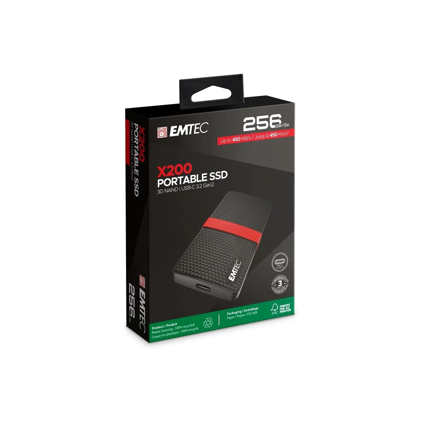 Emtec SSD 3.1 X200 256GB Power Plus Portable