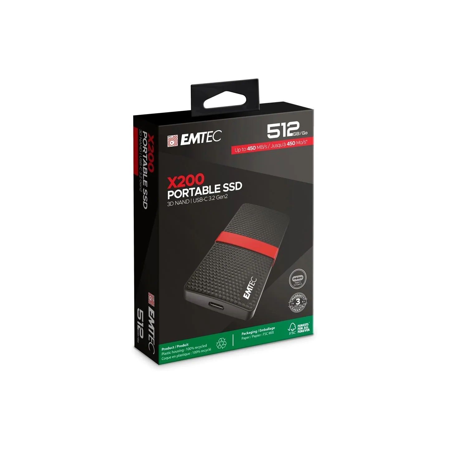 Emtec SSD 3.1 X200 512GB Power Plus Portable