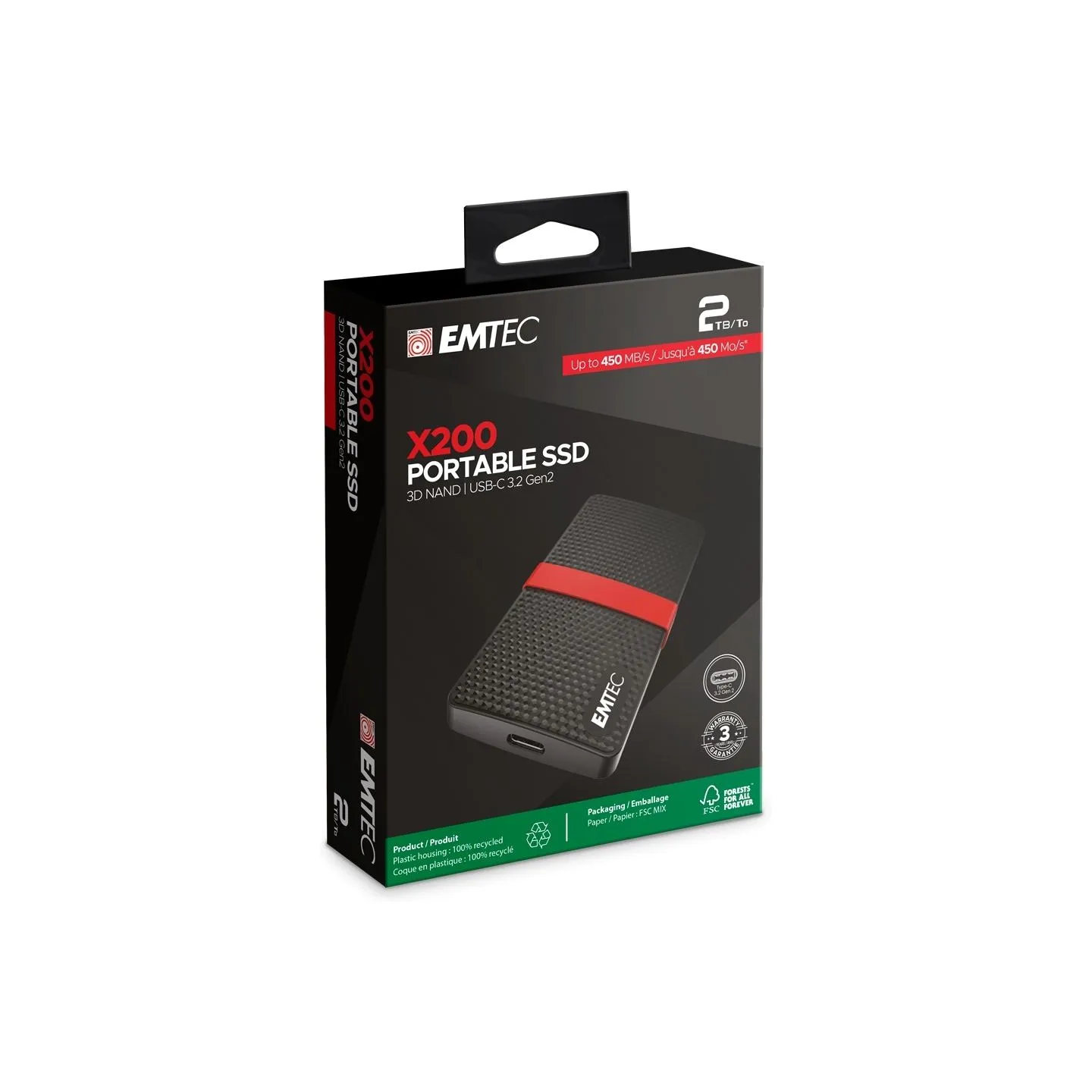 Emtec SSD 3.2 Gen1 X200 2TB Power Plus Portable