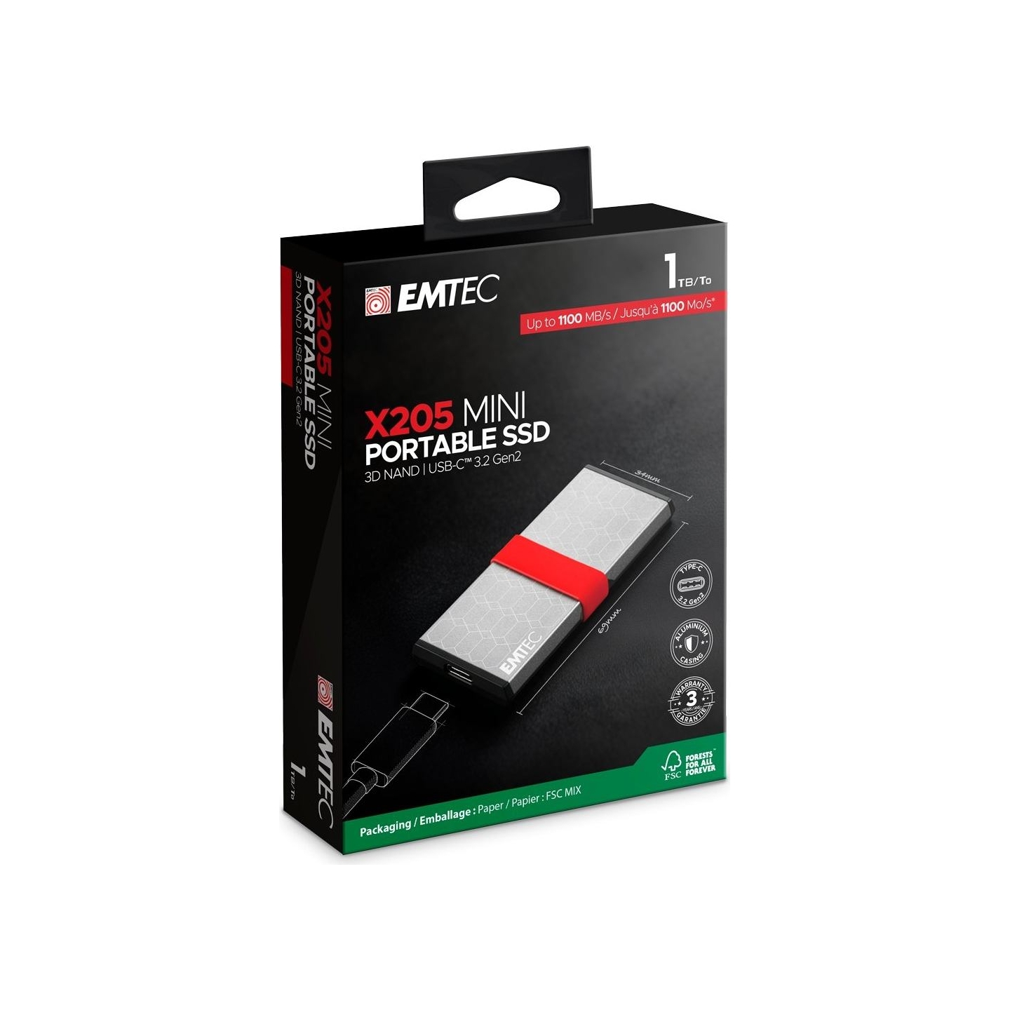 Emtec SSD 3.2Gen2 X205 1TB Portable