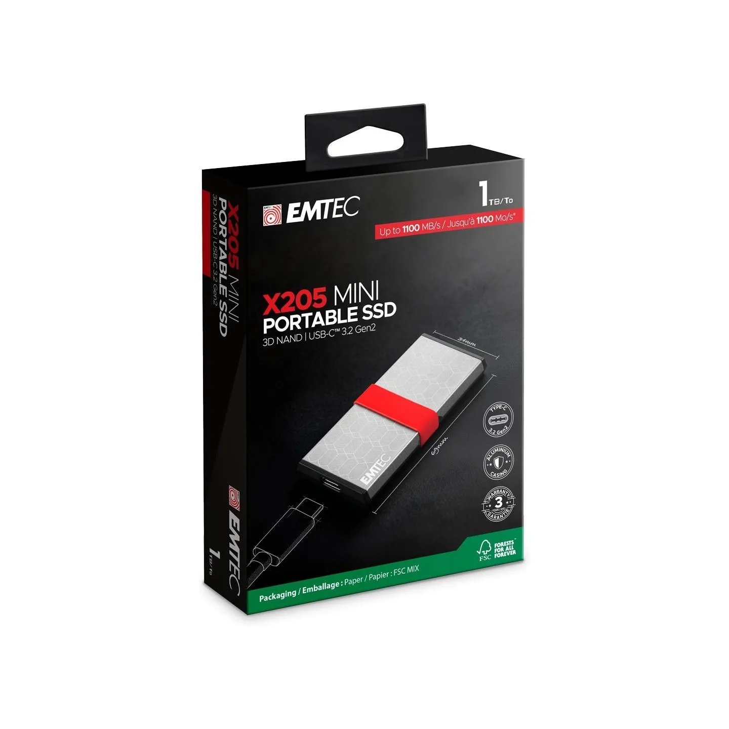 Emtec SSD 3.2Gen2 X205 1TB Portable
