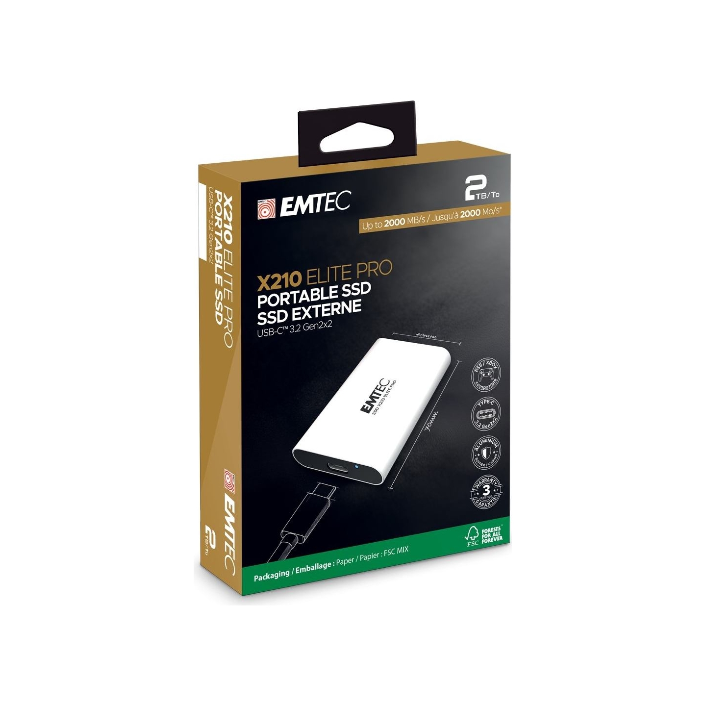 Emtec SSD 3.2Gen2 X210 Elite Pro 1TB Portable