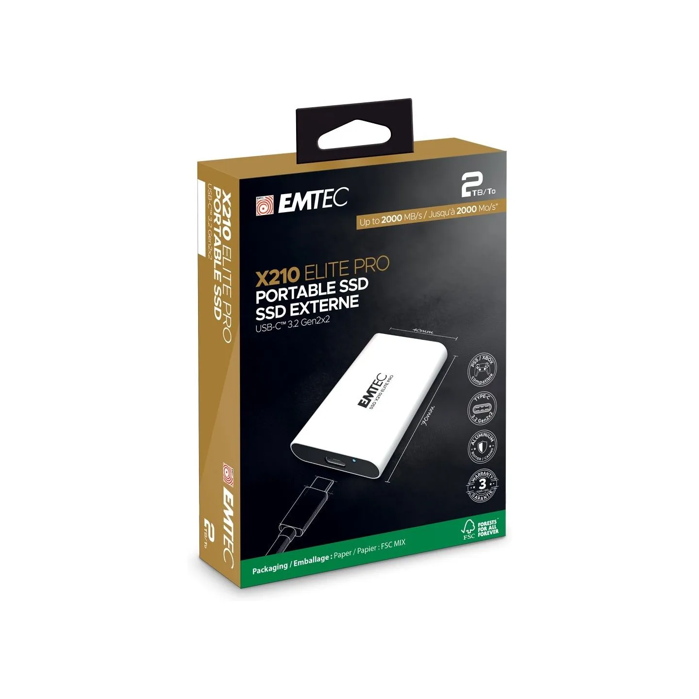 Emtec SSD 3.2Gen2 X210 Elite Pro 1TB Portable